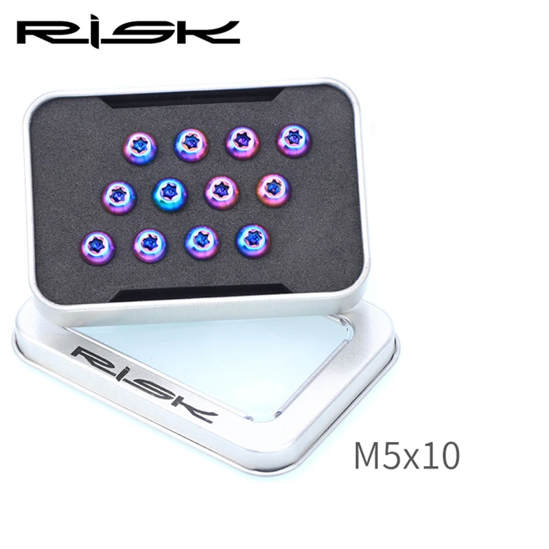 RISK 12 шт. M5 * 10 мм крепежные болты для тормозного диска велосипеда TC4 титановый