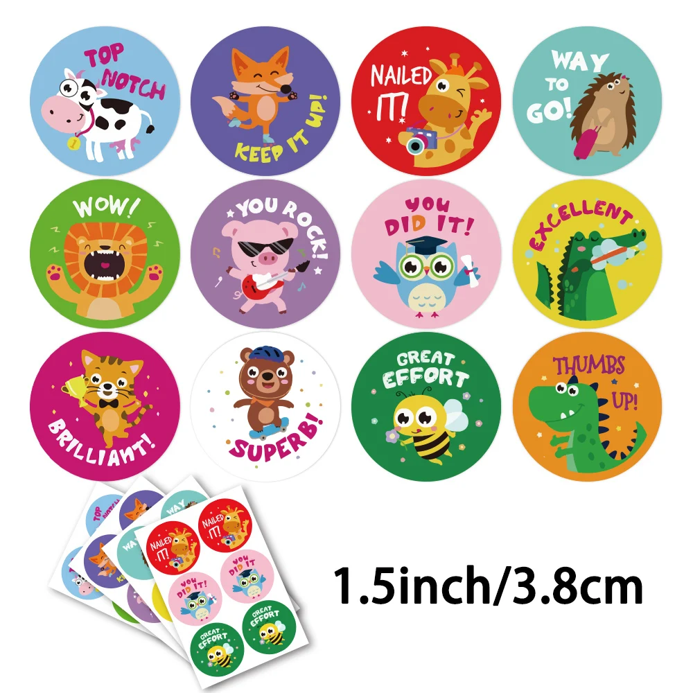 

96 Pcs Cute Cartoon Animals Stickers Journal Scrapbooking Teacher Encouragement Reward Sticker For Children Stationery Stickers