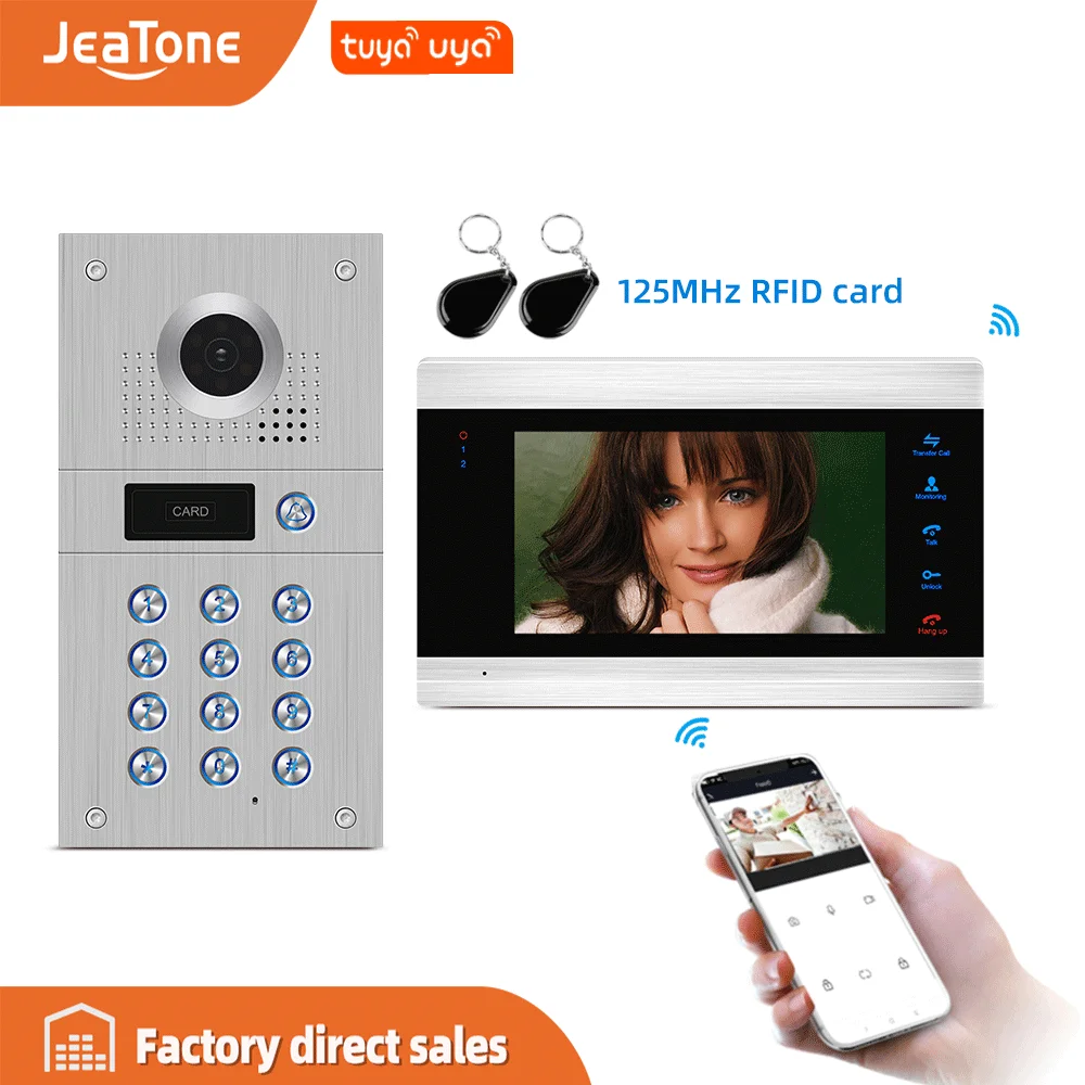 Умный видеодомофон JeaTone 7 ''с Wi Fi и системой внутренней связи с дверным звонком