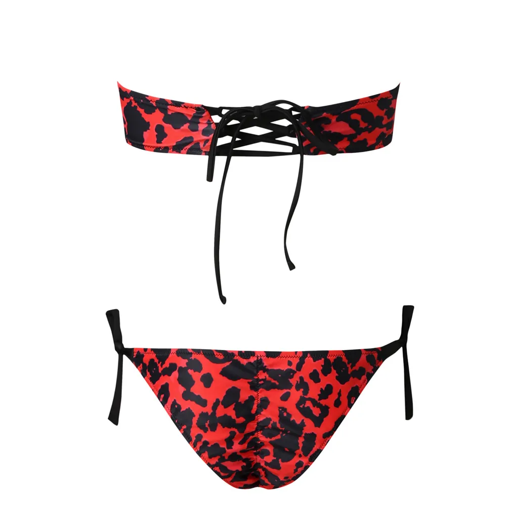 Женский модный сексуальный купальник бикини с леопардовым принтом Раздельный