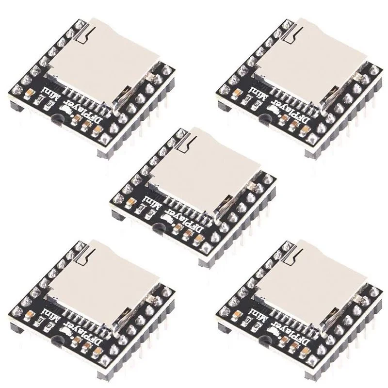 5pcs DFPlayer Mini MP3 Player Module MP3 Voice Decode Board Supporting TF Card U-Disk IO/Serial Port/AD for Arduino UNO