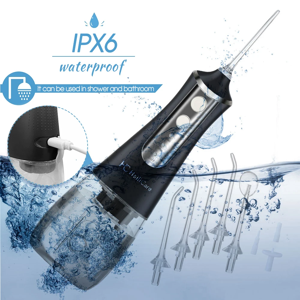 [Boi] 350ML Water Tank Electric Oral Irrigator Portable USB Charge Dental Wash Flosser Pulse 5 Jet Nozzle Tip Teeth Cleaner IPX6 | Бытовая