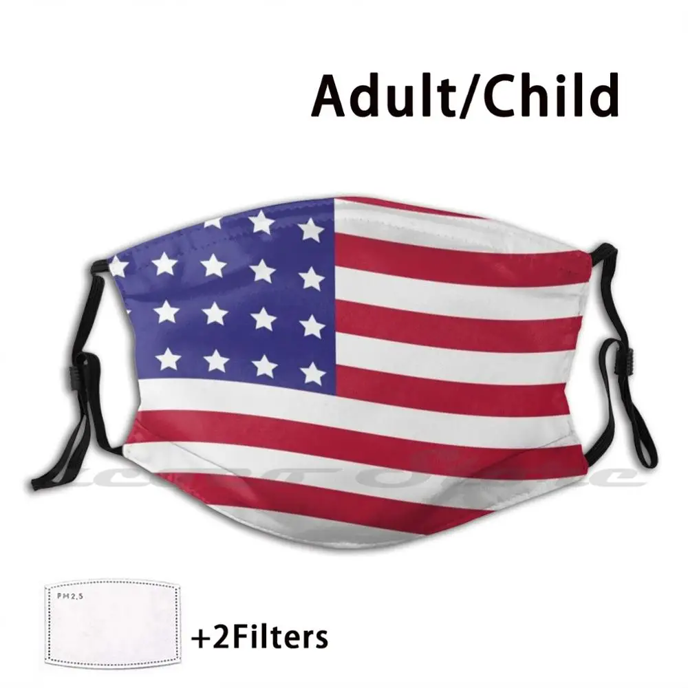 

Flag Custom Pattern Washable Filter Pm2.5 Adult Kids Mask Usa United States America Newyork Flag Flags Nations Nation State