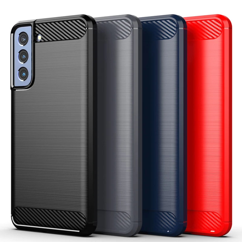 Резиновый Бампер для Samsung Galaxy S21 FE S21FE силиконовый чехол из углеродного волокна Fan