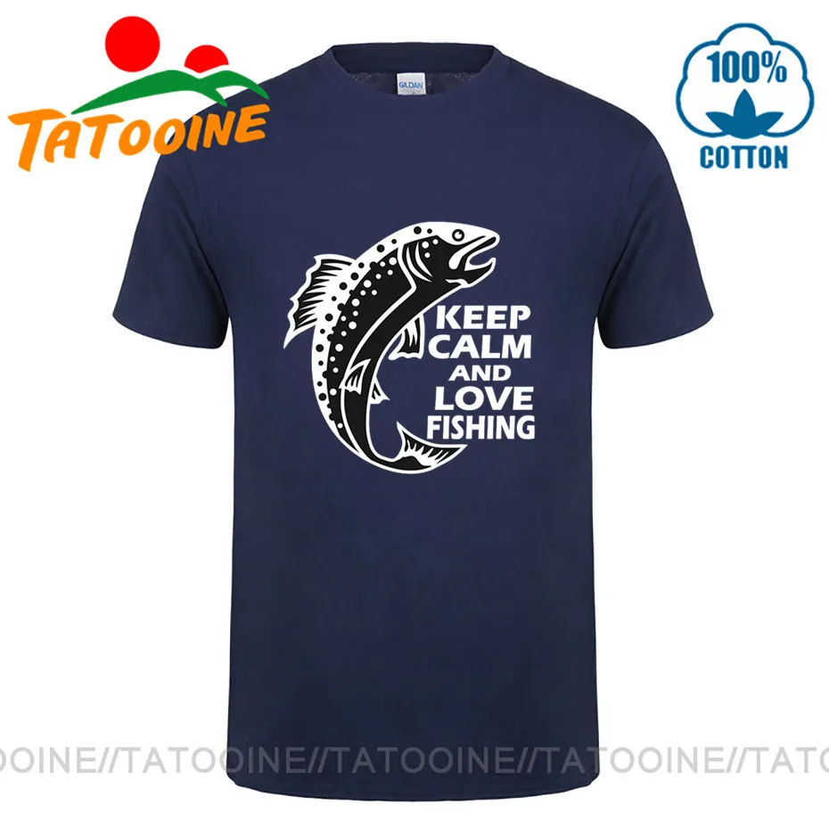Мужская футболка Tatooine Fishinger с надписью Keep Calm And Go Fishing Love хлопковая коротким