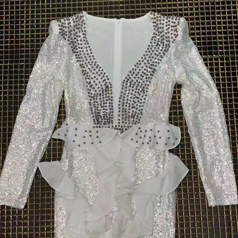 Последняя мода хит продаж женское платье знаменитостей с бусинами длинным