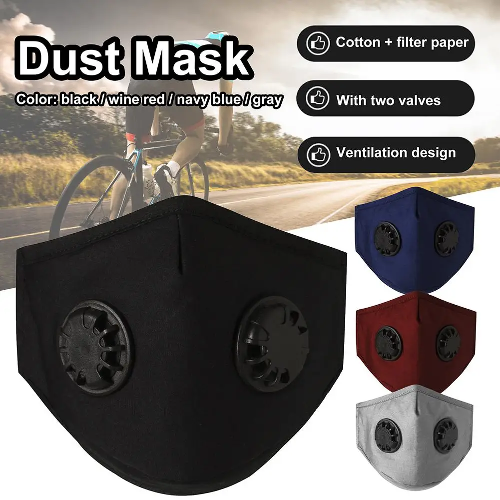 

Anti Pollution PM2.5 Dust Mouth Masks Respirator Washable Reusable Cotton Masks With Dual Valve Unisex Mouth Masks For Outdoor