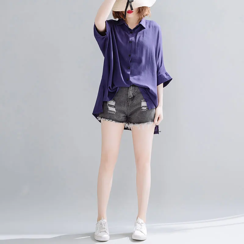 Женская блузка с рукавом летучая мышь DIMANAF однотонная Повседневная свободная