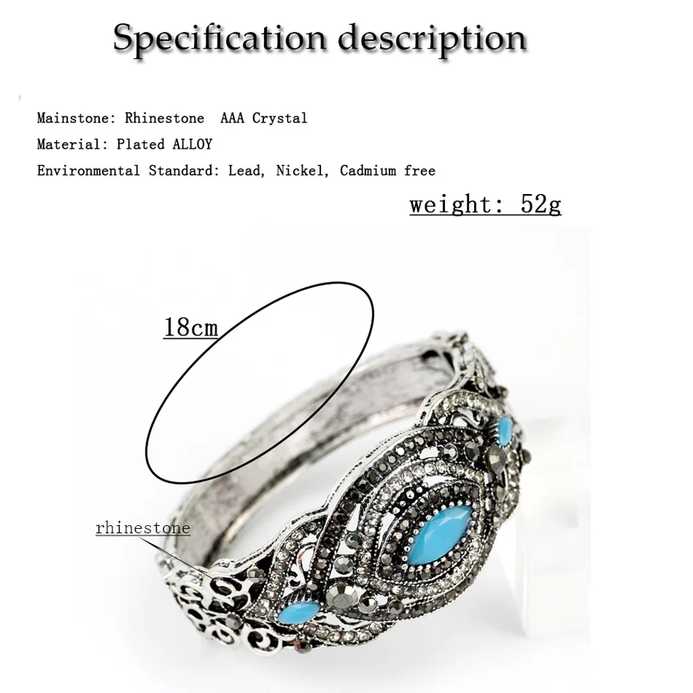 Sunspicems Vintage Turkish Bangle for Women Ethnic Banquet Jewelry Gift Antique Silver Color Female Resin Cuff Bracelet | Украшения и