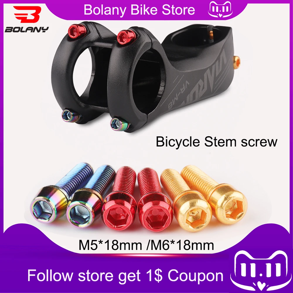 

Bolany 6 PCS Bike Screws Bolts M5 18mm / M6 *18mm Rainbow Plated Stainless Steel For MTB Road Bike Stems Bicycle Handlebar
