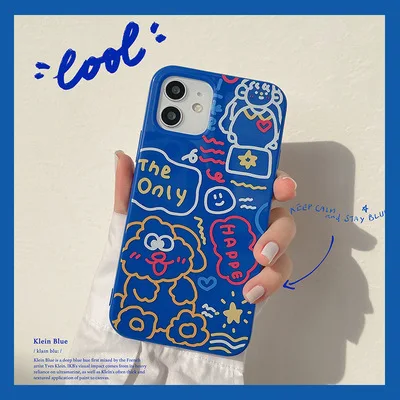 

Fun Personality Graffiti Soft Shell Classic Glossy Blue Silicone Edging Suitable For Apple Series Iphone12Promax iphone11