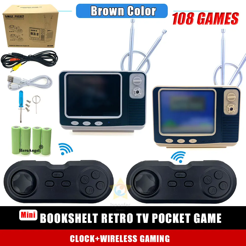 

GV300 Mini TV Video Games Console Built-in 108 Classic Games, 3.0" TFT Retro Games Machine Supporting 2.4GH Wireless Two Players