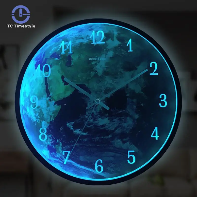 Современные Светящиеся Настенные часы 12 дюймов с голосовой связью кварцевые для