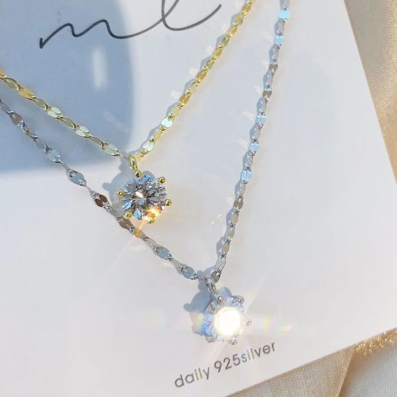 Новый стиль 925 стерлингового серебра украшенной алмазами для ожерелье
