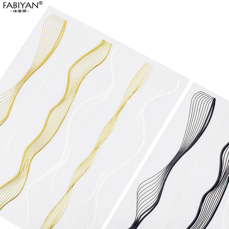 3D наклейки для дизайна ногтей декоративные металлические полосатые линейные