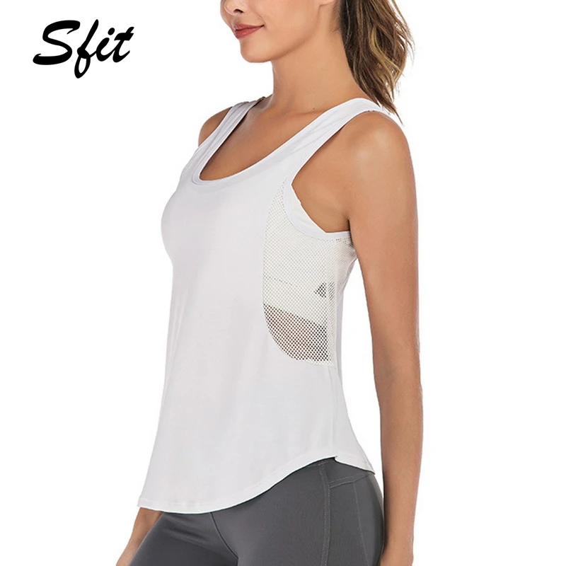 Sfit, женские сетчатые дышащие майки для йоги, майки без рукавов для бега, спортивные майки для тренировок, спортивные майки, одежда для активного отдыха, свободные милые майки для йоги