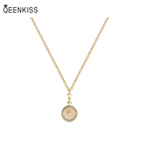 qeenkiss nc789 fine jewelry wholesale fashion woman girl birthday wedding gift round star aaa zircon 18kt gold pendant necklace