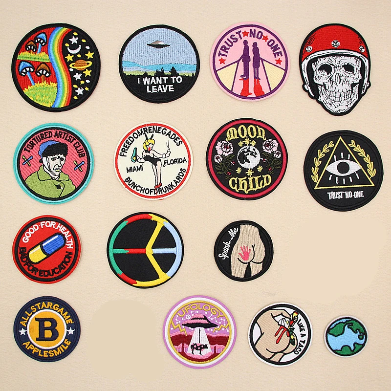 PGY круглые НЛО парши Сталкер череп пейзаж Космос патч астронавт вышитые утюгом