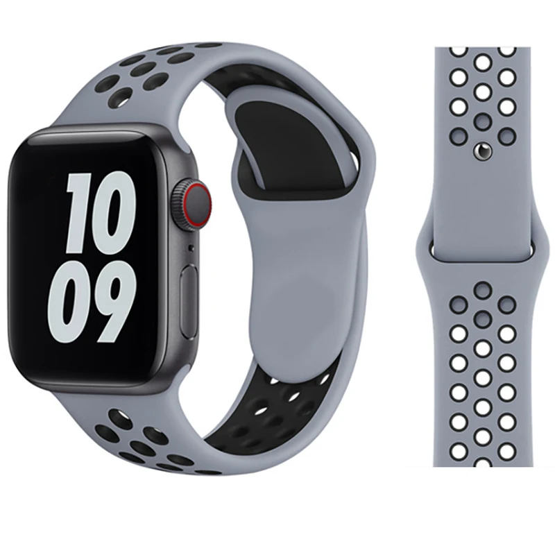 Ремешок силиконовый для Apple Watch band 40 мм 44 38 42 резиновый спортивный браслет смарт
