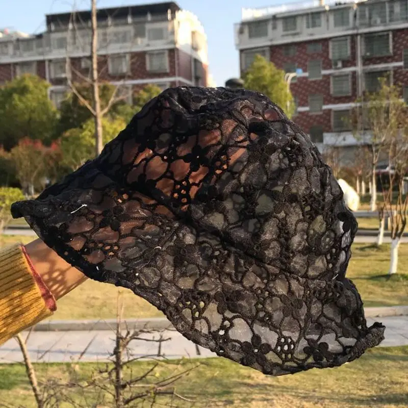 

Skyblue INS Fashion Sweet Lace Flower Lady Bucket Cap Women Fishermen Hat Outdoor Sun hat Panama Beach Hat Gorros