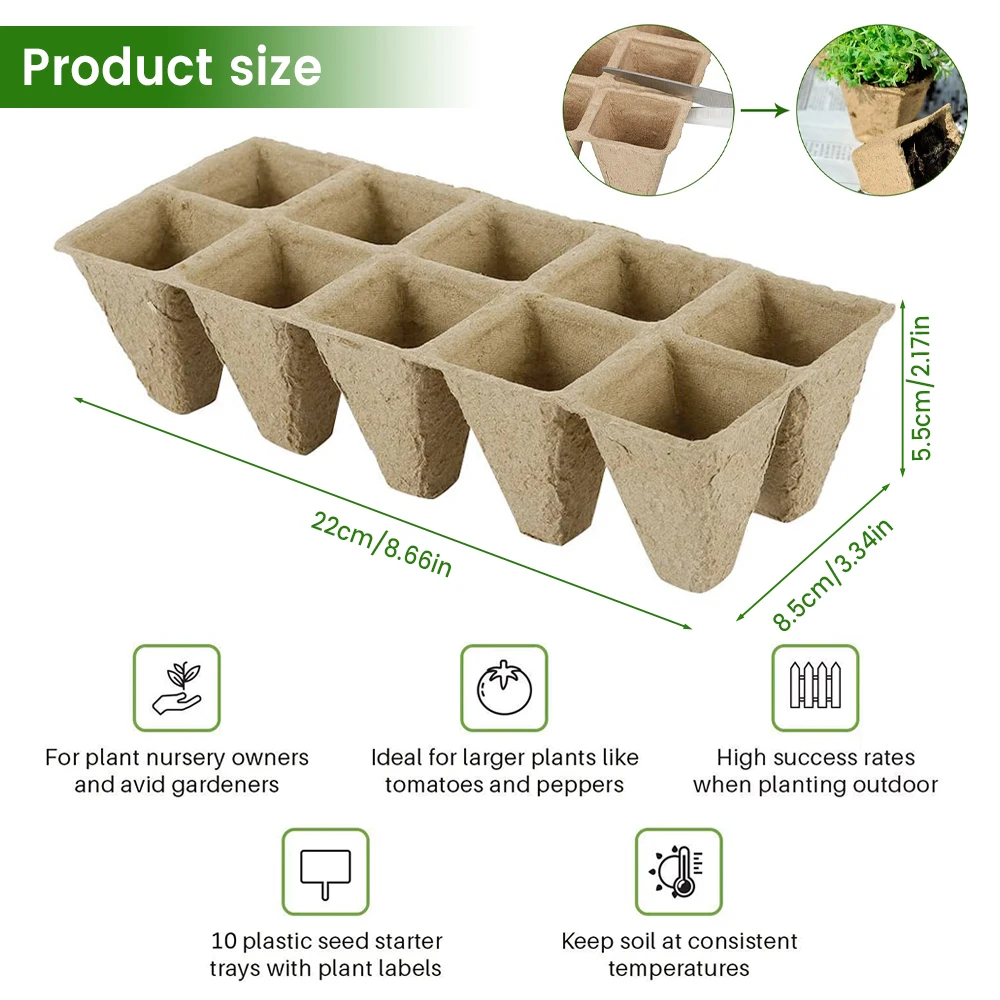 10 шт. сетки пластин Behogar биоразлагаемые семян стартер кокосовый торф горшки