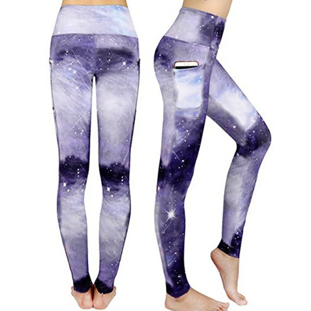 Женские модные леггинсы Cosmic Galaxy узкие штаны для йоги с ночным небом и карманами