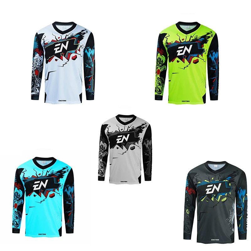 

ENCYMO Mountain Bike Mtb Sports Team Bike Motocro Jersey MTB Cycling Jersey Motocro DH Jersey Long Sleeve Cycling Jersey Men