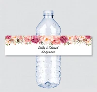 24pcs custom name wedding water bottle labels girl birthday party rustic pink flower custom water bottle labels decoration