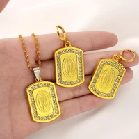 classical virgin mary earring pendant necklaces for women gold crystal our lady necklaces cubic zircon jewelry gift