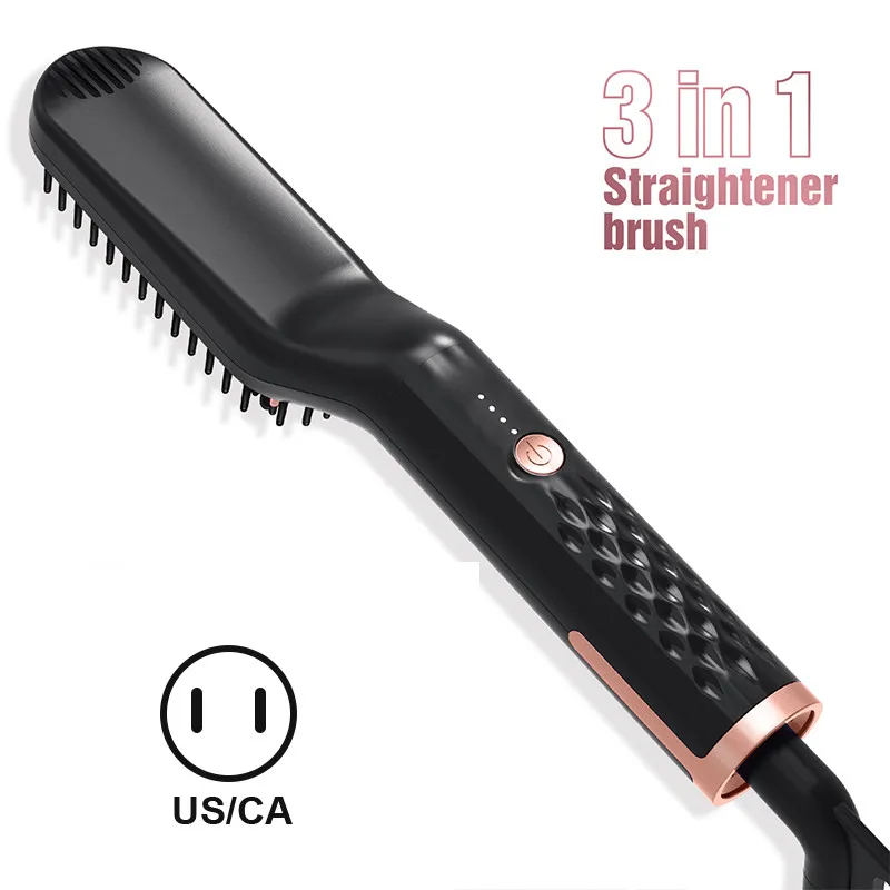 3 в 1 Hair straightener escova alisadora prancha para barba chapinha para barba modelador de cabelo chapinha para cabelo baby liss babyliss de cabelo modelador de cachos alisador de cabelo dropshipping store - Цвет: eu plug