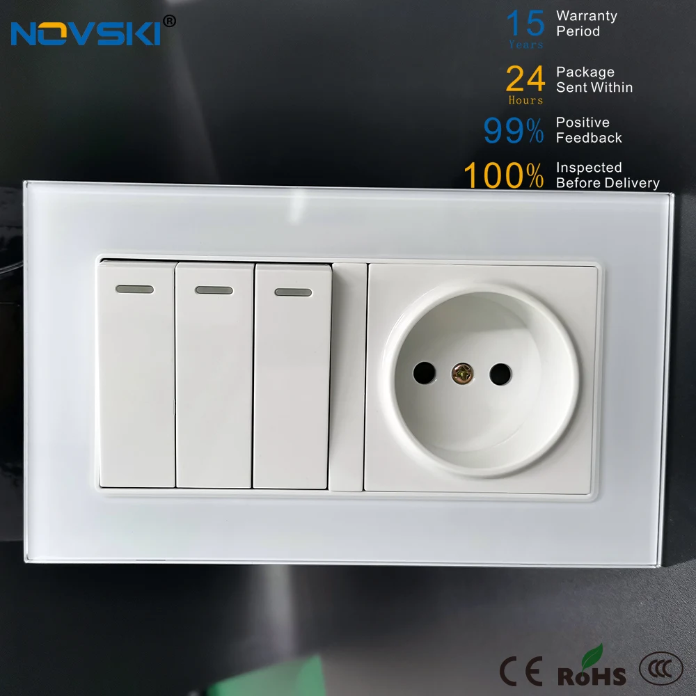 Настенная розетка NOVSKI с 2 рамами для ЕС и России электрический переключатель 3