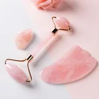 Массажер гуаша из розового кварца и нефрита, каменная доска для гуаша, инструмент для красоты, уход за здоровьем, скребок для лифтинга лица