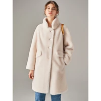 lamb fur coats 2021 new winter middle length fashion cashmere overcoat vintage single breasted female wool coats and jackets