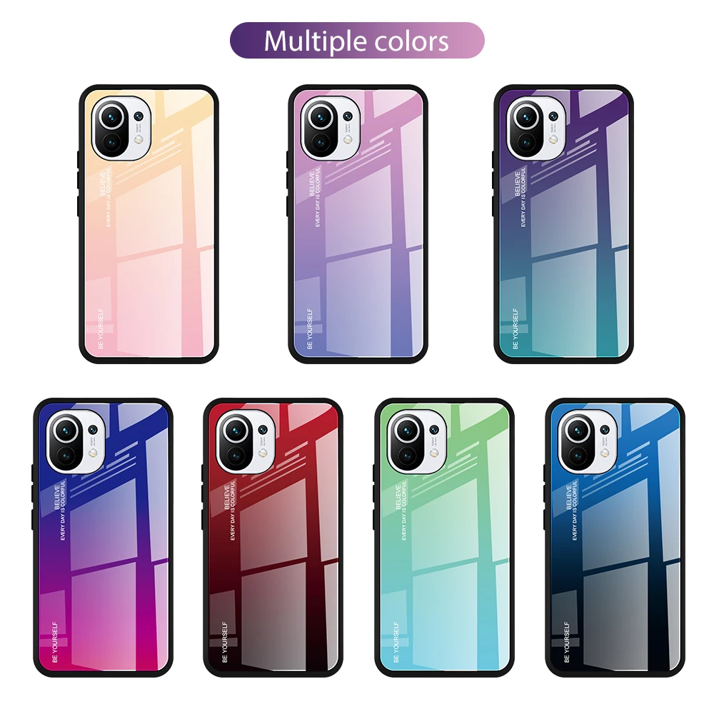 

Gradient Case For Xiaomi Mi 11 Case Tempered Glass Cover For Xiaomi Xiomi Mi 10 11 Pro Lite Ultra 10T Note 10 Lite Pro Case