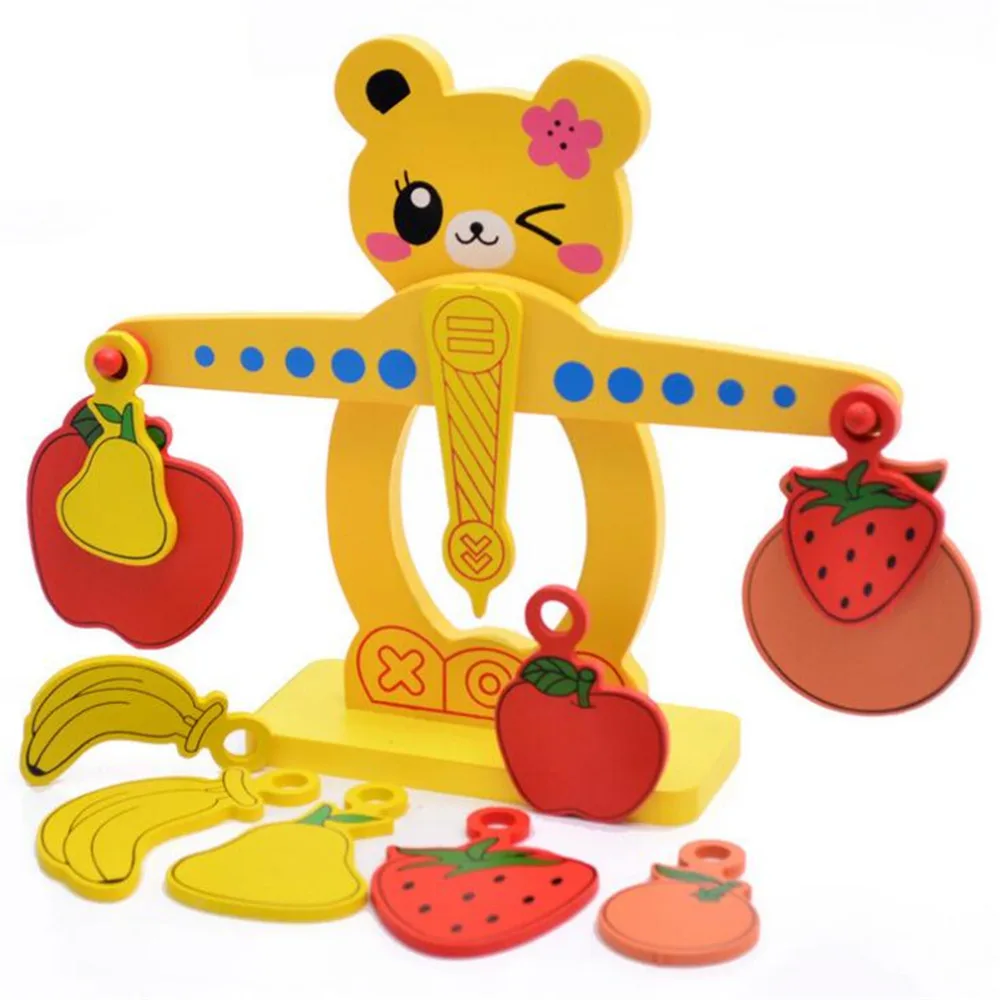 

Montessori Materials Educational Cute Cartoon Scales Kids Math Matiques Preschool Learning Wooden Balance Toys Child Brinquedos