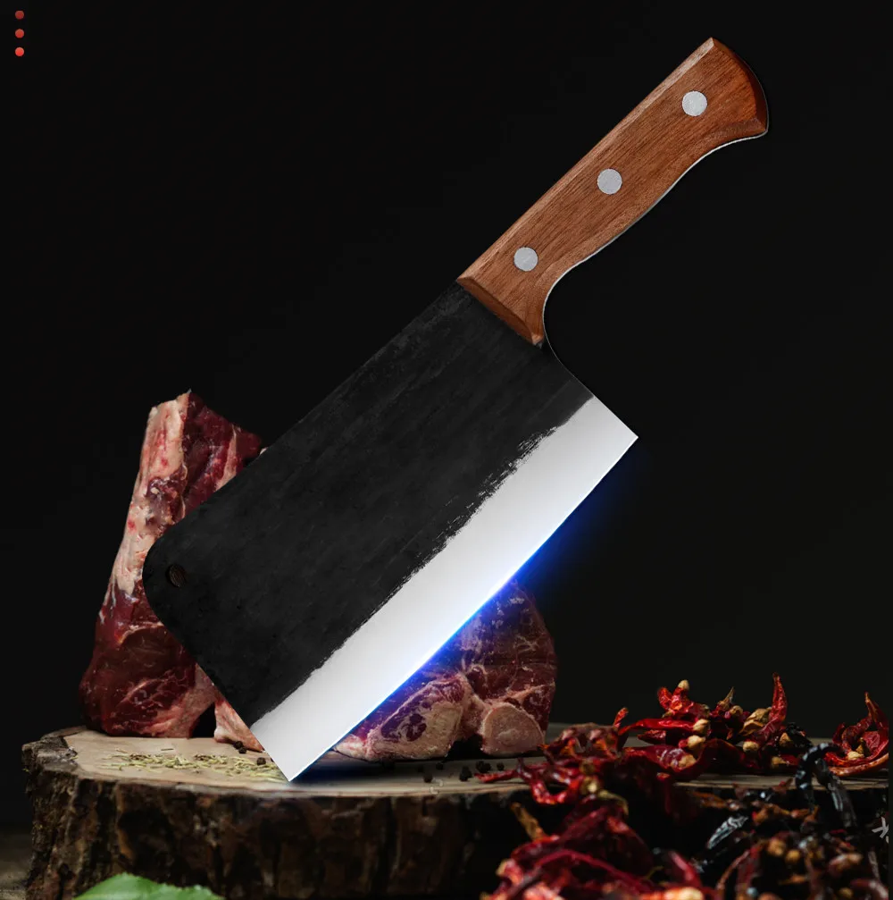 XYj 7-дюймовый кованый нож ручной работы для убоя мясника деревянная ручка