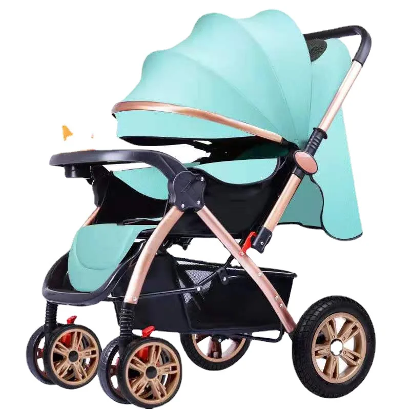 9912FHigh Landscape Baby Stroller Can Sit, Reclining, Folding Four-wheel Shock Absorber Two-way Child Baby Stroller