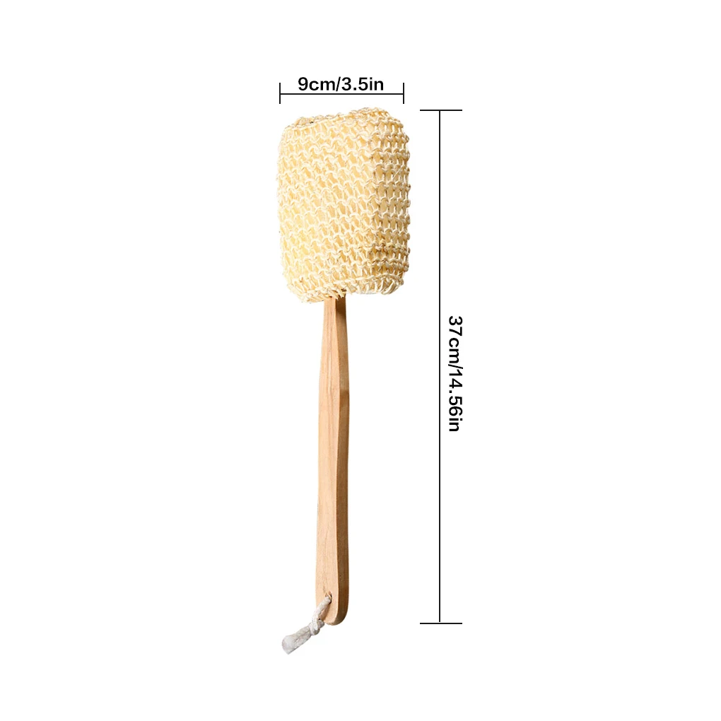 

1/2pcs Bathing Scrubber Sisal Sponge Shower Brush Long Handle Back Massage Scrubber Bath Washing Tool