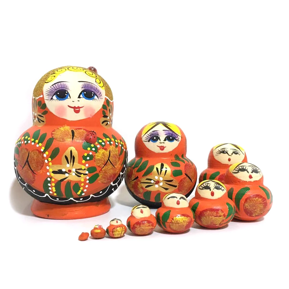 

Girls Pattern Matryoshka Toy Basswood 5 Layers Russian Nesting Babushka Dolls Children Portable Interactive Present