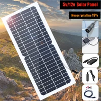 portable solar charger 12v 5v flexible solar panel kit cell phone power bank light battery charger power outdoor camping hiking
