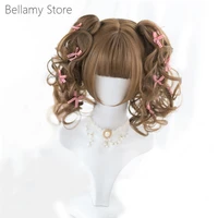 daily lolita wig double curved ponytail cute girl hairwear wig cap