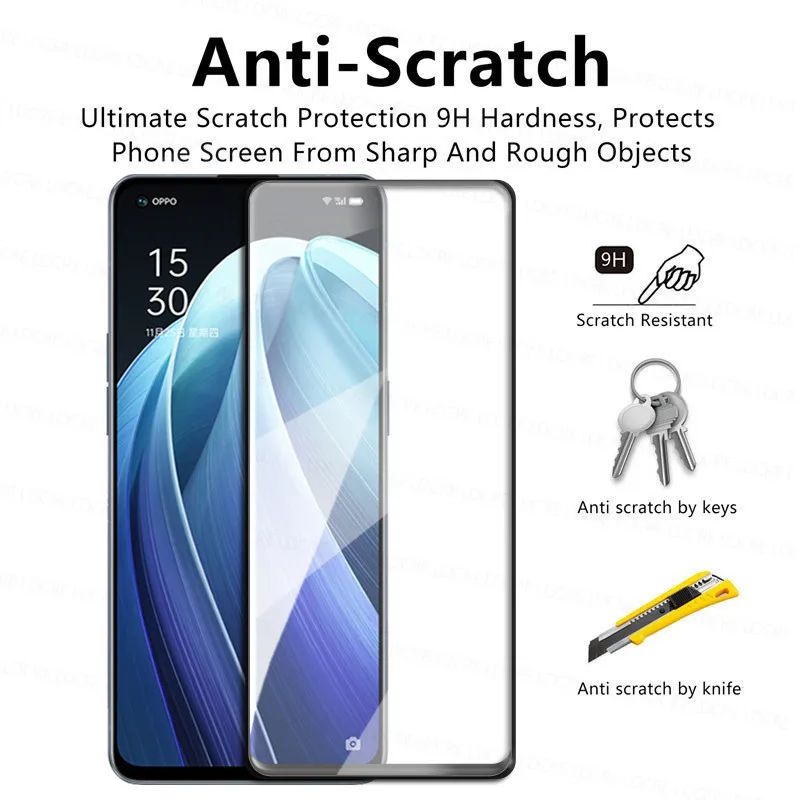 Vidrio Templado 4 en 1 2.5D para Oppo, Protector de pantalla de vidrio para Reno 7, 6, 5, 4, 3 Pro, A74, A54, 5G, 9H-2