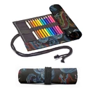 Чехол для карандашей с принтом дракона, школьный холщовый чехол унисекс для ручек и карандашей, канцелярские принадлежности для художественного рисования, 1224364872 отверстий