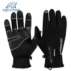 Зимние перчатки Themal для сенсорных экранов, противоскользящие ветрозащитные велосипедные перчатки с флисовой подкладкой, Регулируемая Молния, с пряжкой против потери, для кемпинга