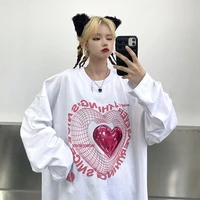 funny graphics y2k aesthetic print long sleeved t shirt women high street couple fairy grunge clothes kpop punk oversized tops