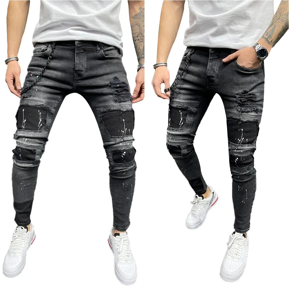 

Men's Fashion Skinny Jeans Men Clothing Streetwear Pencil Pant Goth Clothes Casual Trousers Denim Pants Jeans Men