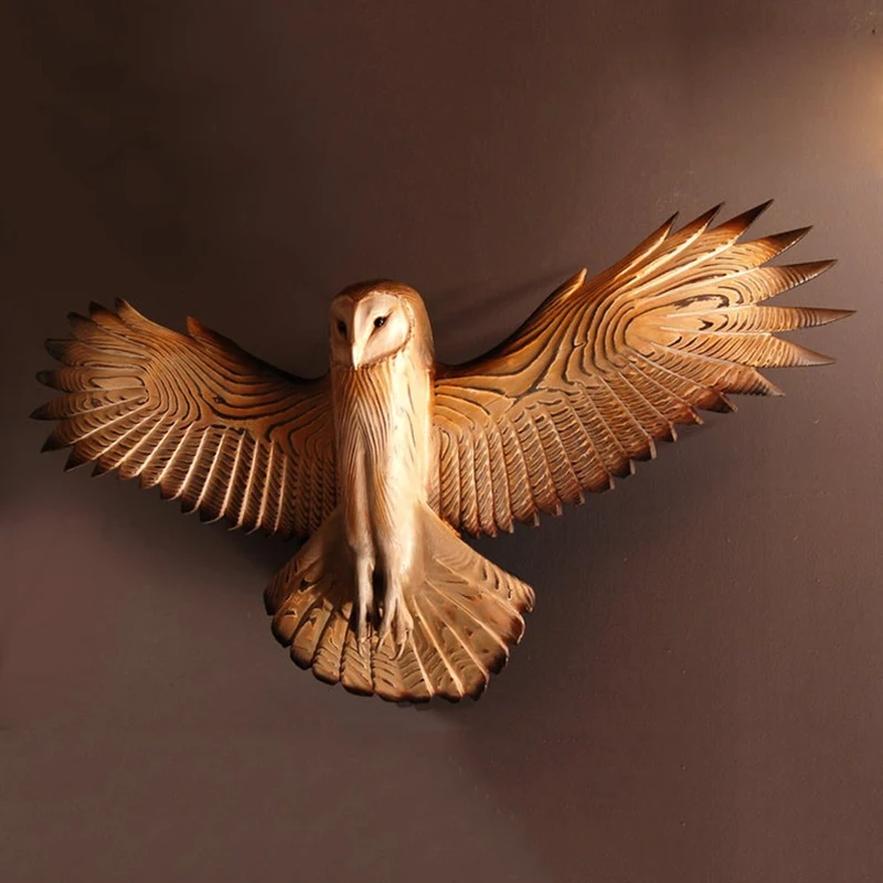 

New Owl Sculpture Resin Handicraft Wall Pendant Barn Owl Sculpture Owl Wall Statue Resin Handmade Crafts Wall Hanging Ornament