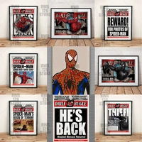 spiderman newspaper poster and print marvel spiderman no way home movie canvas painting disney hd wall art room home decoration
