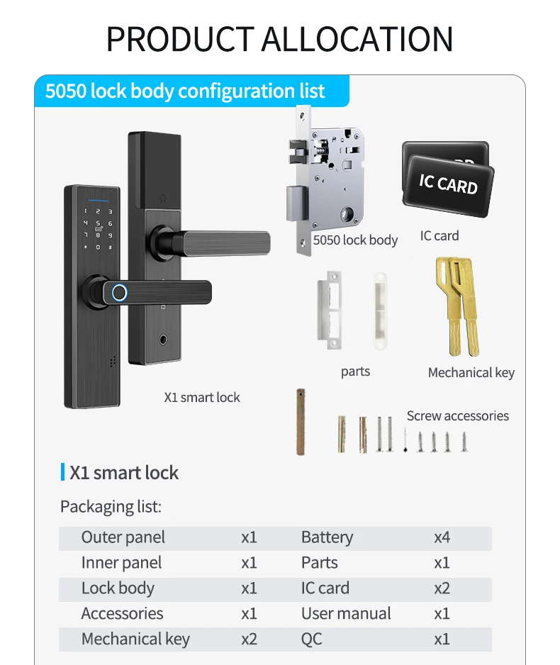 

Tuya Wifi X1 22*147 Bronze Electronic Door Lock Security With Tuya Remotely/Biometric Fingerprint/Smart Card/Password/Key Unlock