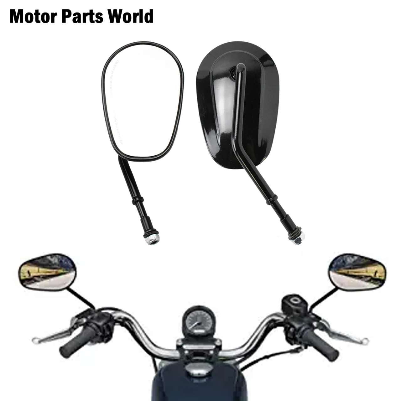 

Motorcycle 2pcs Black Rearview Side Mirror For Harley Bobber Chopper Touring Sportster XL48 883 Softail Dyna Fatboy Street Bob